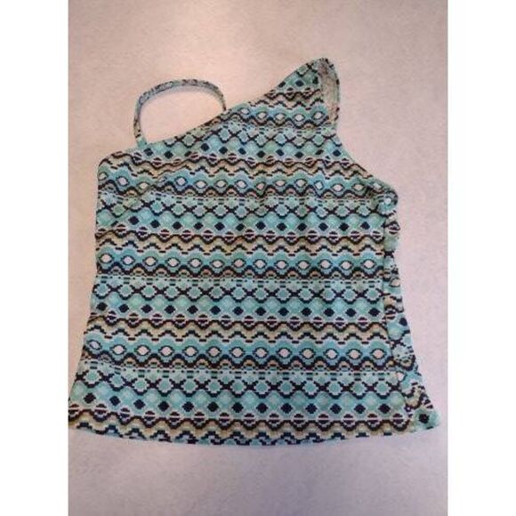Lands End Girls Size 10 Slim 10S Tankini Top Swim Aztec Tribal Print - Picture 1 of 3